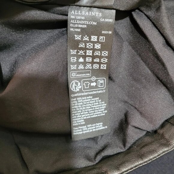 Unworn AllSaints Black Ellis High-Neck Biker Jacket - Picture 9 of 9